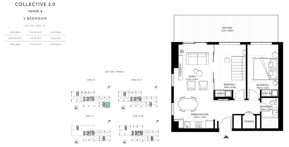 Floor Plan - Collective 2.0 Apartments by Emaar